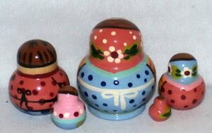 MINI Farmers family with rabbit Mini Tiny nesting Doll Babooshki s