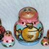 MINI Farmers family with golden samovar Mini Tiny  Babushka Matryoshka nesting Doll Babooshki Babushkas