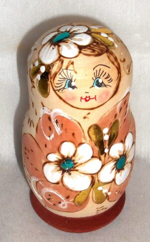 Kira white and dark blue flowers small nesting Doll Babooshki s