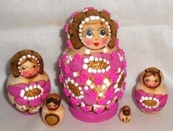 Lisa Beads girl pink & purple Babushka Matryoshka nesting Doll Babooshki Babushkas