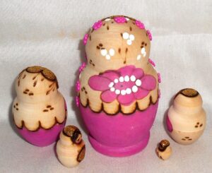 Lisa Beads girl pink & purple nesting Doll Babooshki s