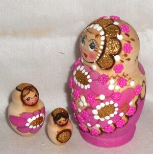 Lisa Beads girl pink & purple nesting Doll Babooshki s
