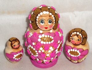 Lisa Beads girl pink & purple nesting Doll Babooshki s