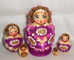 Lisa Beads girl purple & pink Babushka Matryoshka nesting Doll Babooshki Babushkas