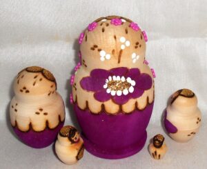 Lisa Beads girl purple & pink nesting Doll Babooshki s