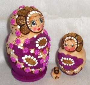 Lisa Beads girl purple & pink nesting Doll Babooshki s