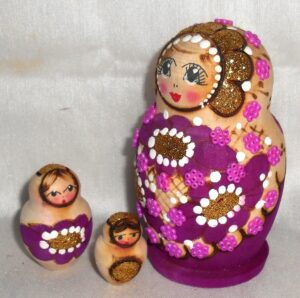 Lisa Beads girl purple & pink nesting Doll Babooshki s