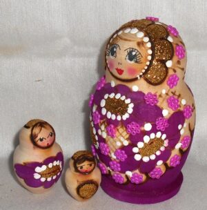 Lisa Beads girl purple & pink nesting Doll Babooshki s