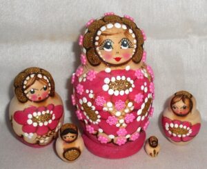 Lisa Beads girl light pink Babushka Matryoshka nesting Doll Babooshki Babushkas