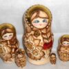 Girl with plait & red bow nesting Doll Babooshki s