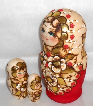 Girl with golden flowers basket nesting Doll Babooshki s