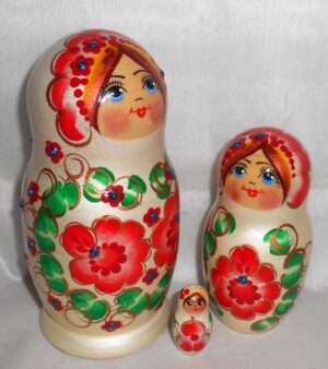 Anfisa in red flower dress nesting Doll Babooshki s