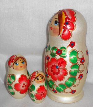 Anfisa in red flower dress nesting Doll Babooshki s