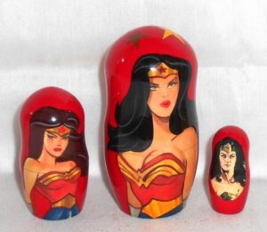 Wonder Woman on red nesting Doll Babooshki s