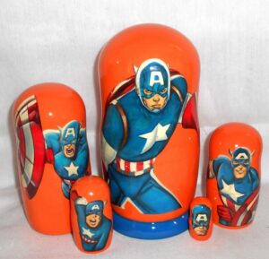 Captain America Babushka Matryoshka nesting Doll  Babooshki Babushkas