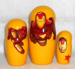 Iron Man on yellow nesting Doll Babooshki s