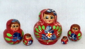 MINI Vera red dress with blue flowers MINI TINY