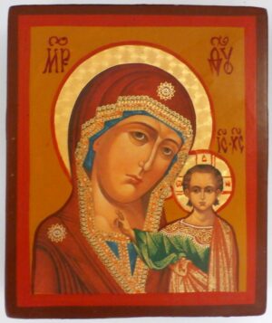 Our Lady of Kazan 9.5x11.5 cm on plank