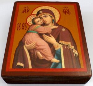 Our Lady of Vladimir 9.5×11.5 cm on plank - 3