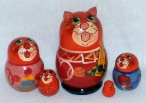 MINI Funny orange cat with balalaika mini 5-set Babushka  TINY