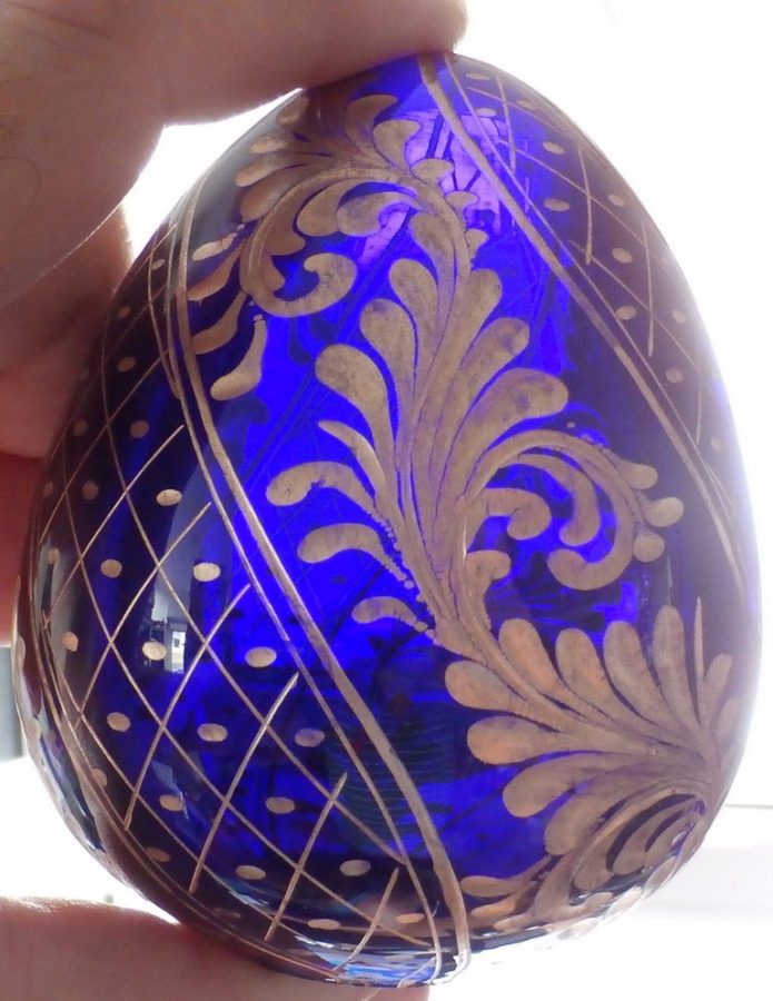 Dark Blue Glass Egg With Spiral Ornament – Dolls In Dolls - Babushka ...