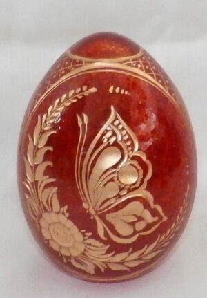 Red glass egg golden Butterfly - 3