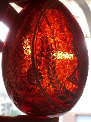 Red glass egg golden Butterfly - 7