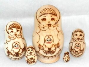 DIY 5-set with small doll babushka CLR Babushka Matryoshka nesting Doll Babooshki Babushkas raw plain unpainted Unfinished Montessori blank