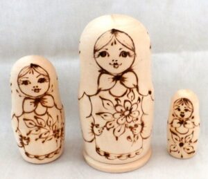 DIY 3-set with flowers babushka CLR Babushka Matryoshka nesting Doll Babooshki Babushkas raw plain unpainted Unfinished Montessori blank