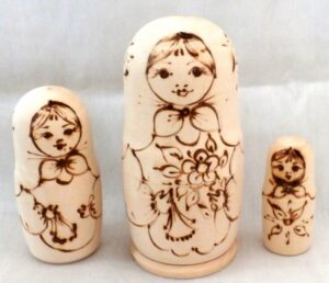 DIY 3-set with flowers & handkerchief babushka CLR Babushka Matryoshka nesting Doll Babooshki Babushkas raw plain unpainted Unfinished Montessori blank