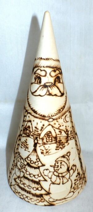 Santa & Snowmen wood-burn conical CLR nesting Doll Babooshki s raw plain unpainted Unfinished Montessori blank