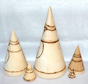 Santa & Snowmen wood-burn conical CLR nesting Doll Babooshki s raw plain unpainted Unfinished Montessori blank