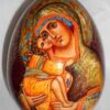 Virgin Mary on purple  royalty GIANT Egg with decorated stand