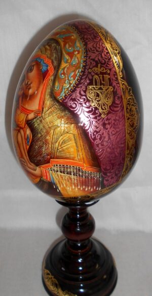 Virgin Mary on purple  royalty GIANT Egg with decorated stand - 8