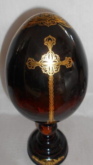 Virgin Mary on purple  royalty GIANT Egg with decorated stand - 9