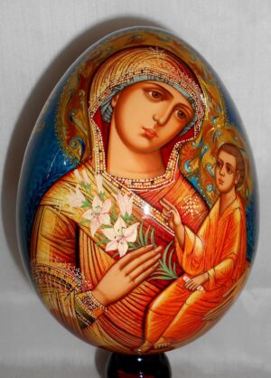 Our Lady Unfading Colour GIANT Egg with decorated stand