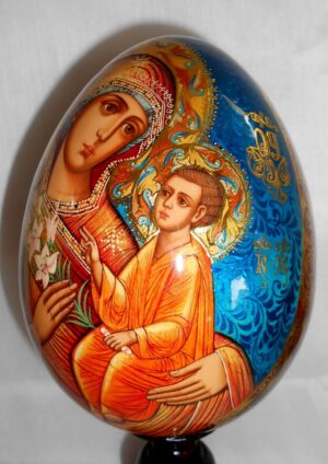 Our Lady Unfading Colour GIANT Egg with decorated stand - 3