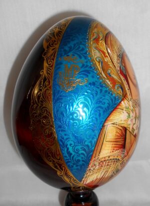 Our Lady Unfading Colour GIANT Egg with decorated stand - 4