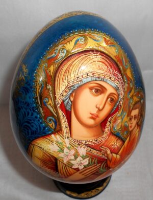 Our Lady Unfading Colour GIANT Egg with decorated stand - 8