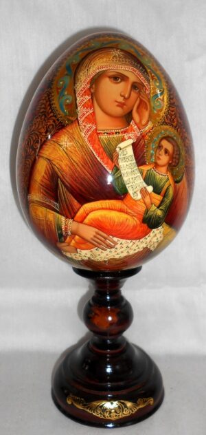 Virgin Mary with Child GIANT Egg with decorated stand - 4