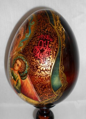 Virgin Mary with Child GIANT Egg with decorated stand - 7