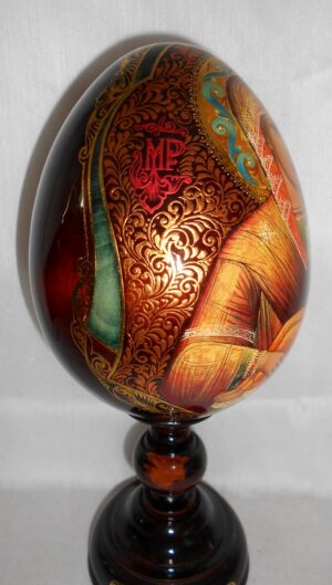 Virgin Mary with Child GIANT Egg with decorated stand - 9