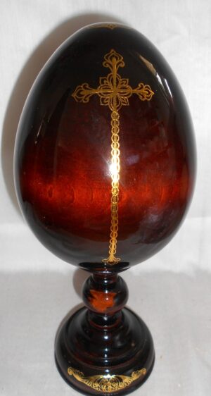 Virgin Mary with Child GIANT Egg with decorated stand - 2