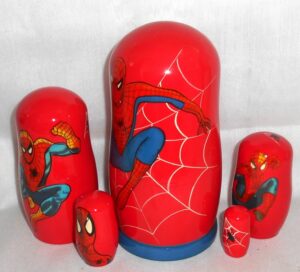 Spiderman on red nesting Doll Babooshki s