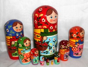 Village Girls huge 10-set nesting Doll Babooshki s Classic Village Traditional