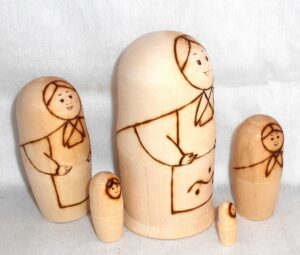 DIY 5-set with apron simple CLR nesting Doll Babooshki s raw plain unpainted Unfinished Montessori blank