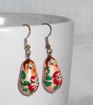 Earrings pink and red nesting Doll Babooshki s