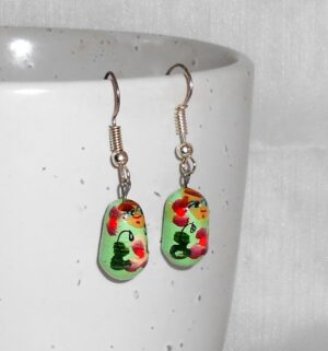 Earrings light green with red nesting Doll Babooshki s