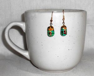 Earrings blue with flowers Babushka   Babushka Matryoshka nesting Doll  Babooshki Babushkas