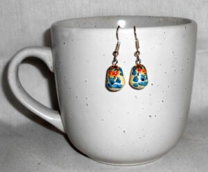 Earrings white and blue Babushka   Babushka Matryoshka nesting Doll  Babooshki Babushkas